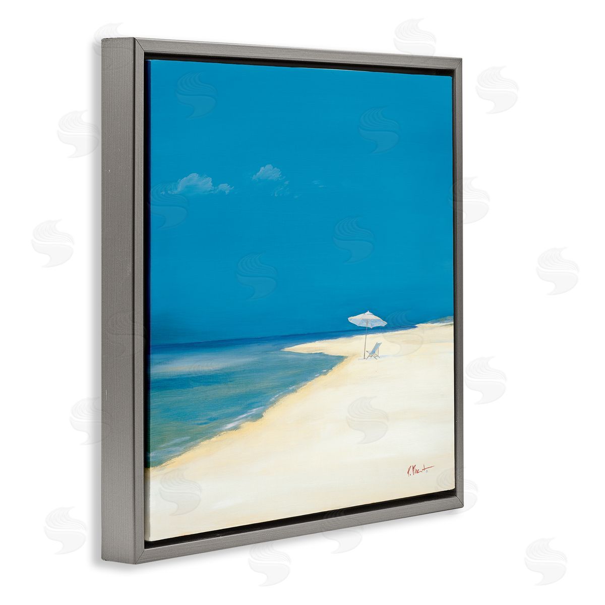 Paul Brent Beach Shoreline Summer Landscape Gray Floating Frame Canvas Wall Art Print