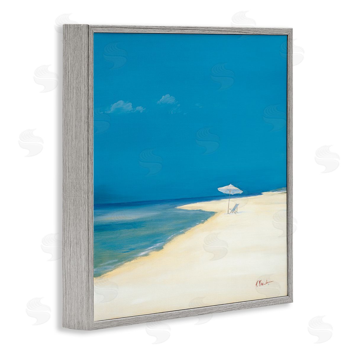 Paul Brent Beach Shoreline Summer Landscape Gray Framed Glicee Wall Art Print