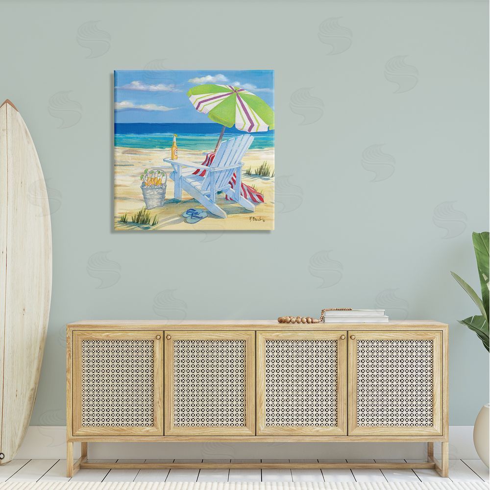 Paul Brent 5pm Summer Beer Beach Chair Canvas Wall Art in Room