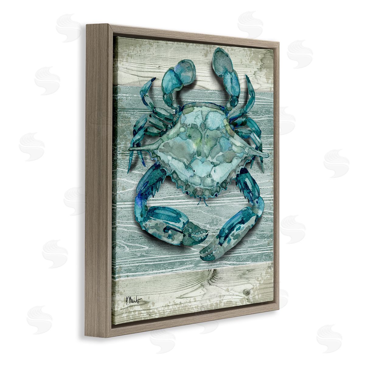 Paul Brent Northpoint Sealife Rustic Crab Brown Floating Frame Canvas Wall Art Print