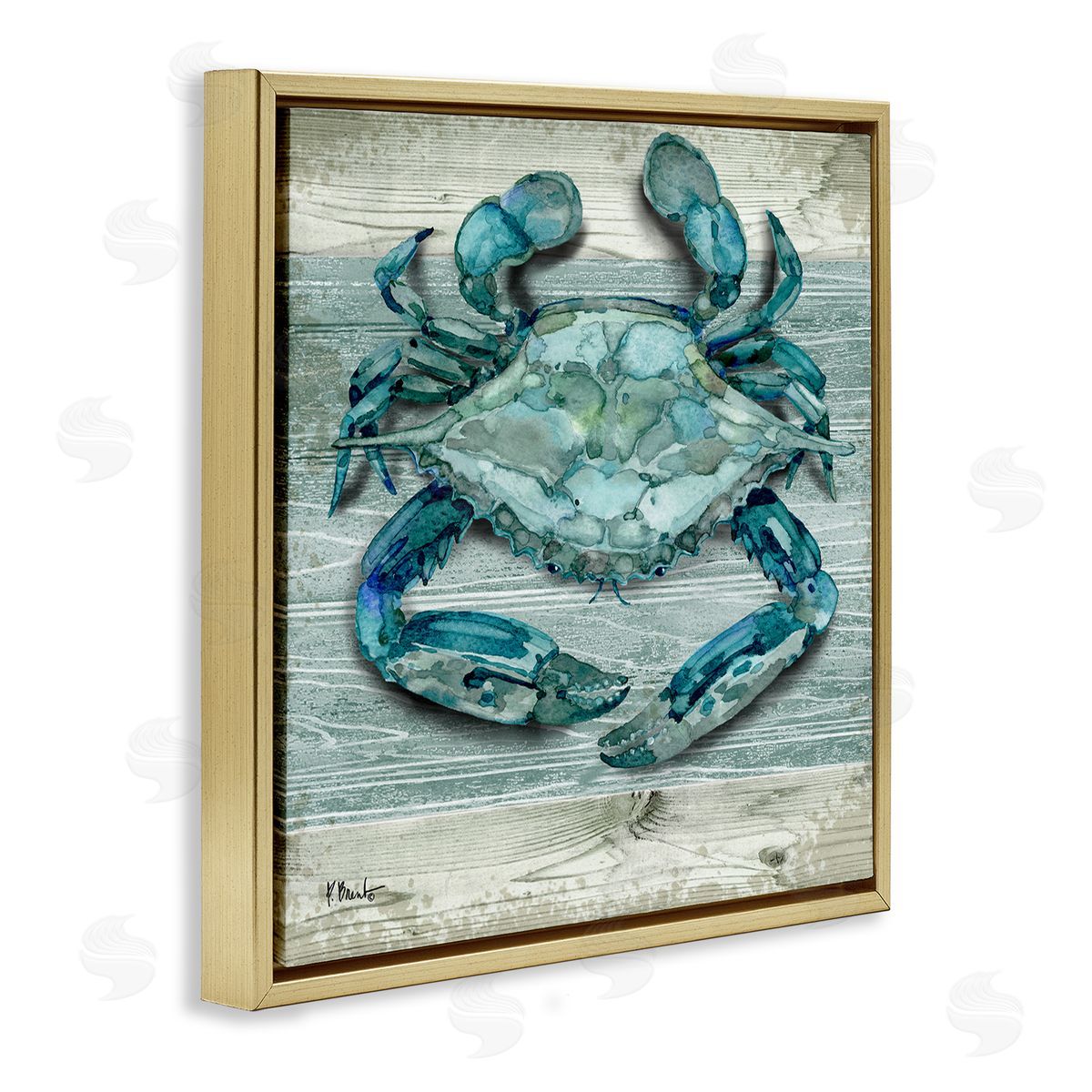 Paul Brent Northpoint Sealife Rustic Crab Gold Floating Frame Canvas Wall Art Print