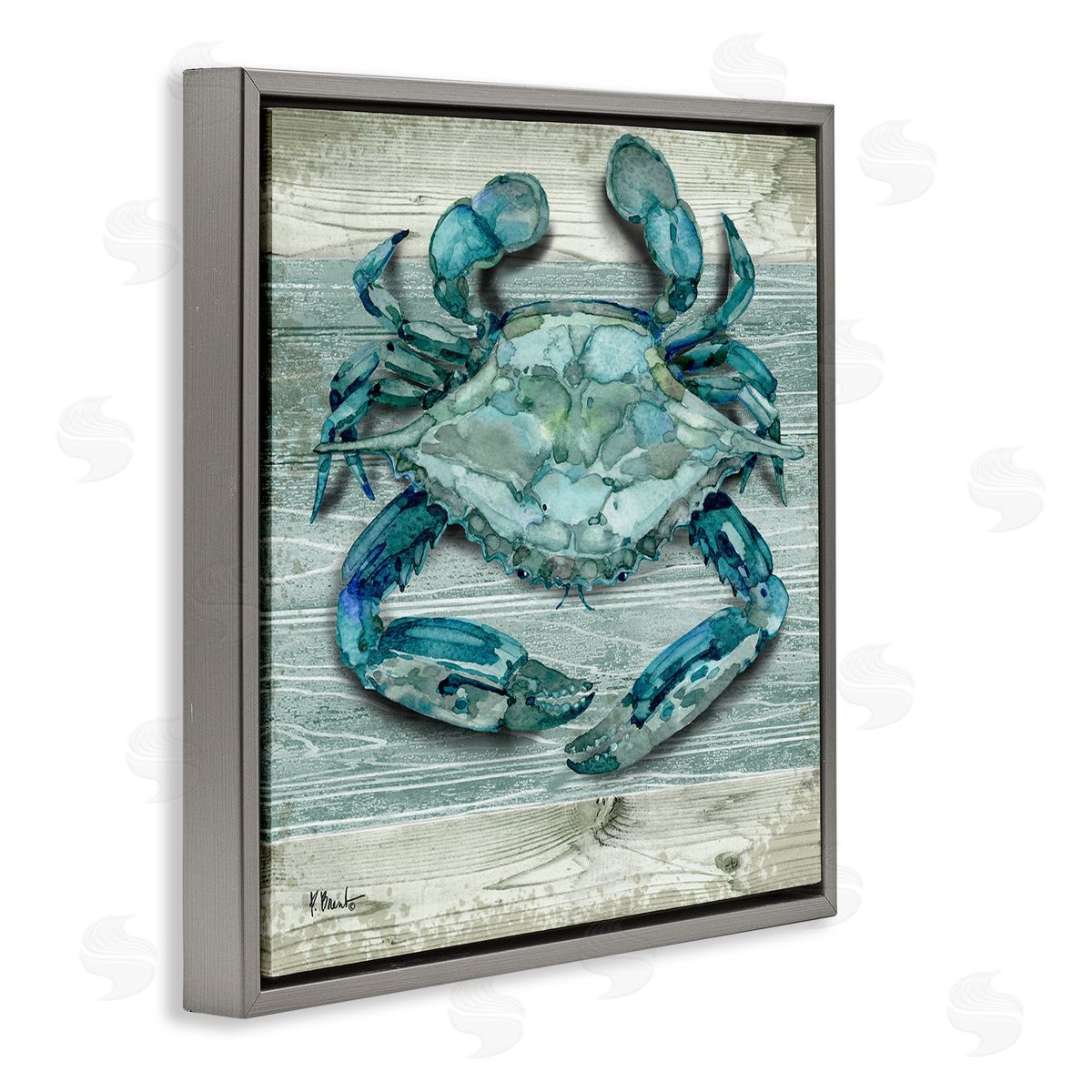 Paul Brent Northpoint Sealife Rustic Crab Gray Floating Frame Canvas Wall Art Print