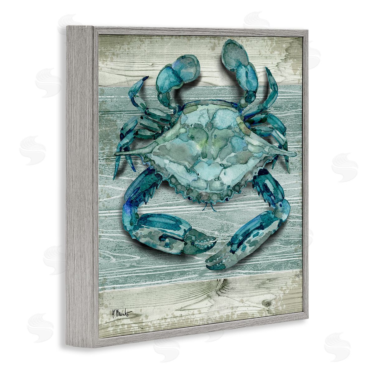 Paul Brent Northpoint Sealife Rustic Crab Gray Framed Glicee Wall Art Print