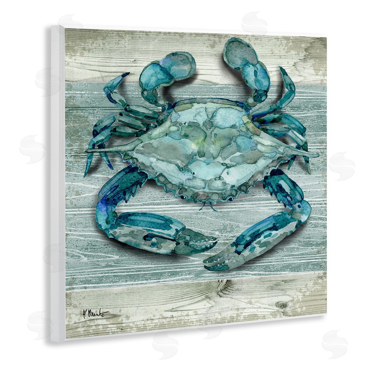 Paul Brent Northpoint Sealife Rustic Crab Wooden Wall Plaque Art Print