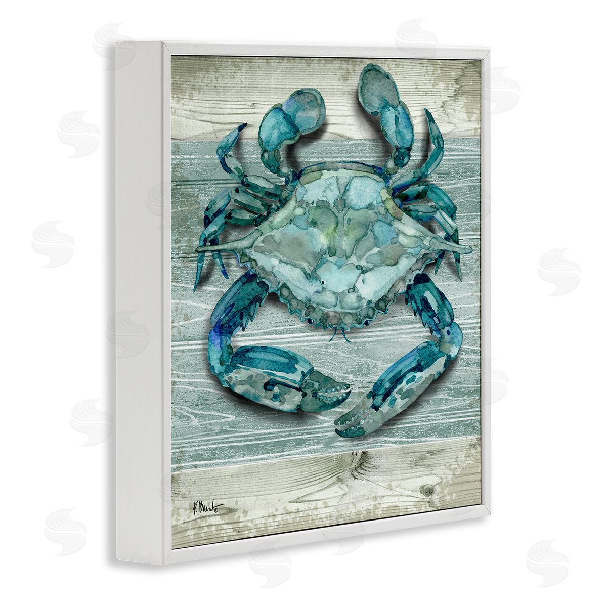 Paul Brent Northpoint Sealife Rustic Crab White Framed Glicee Wall Art Print