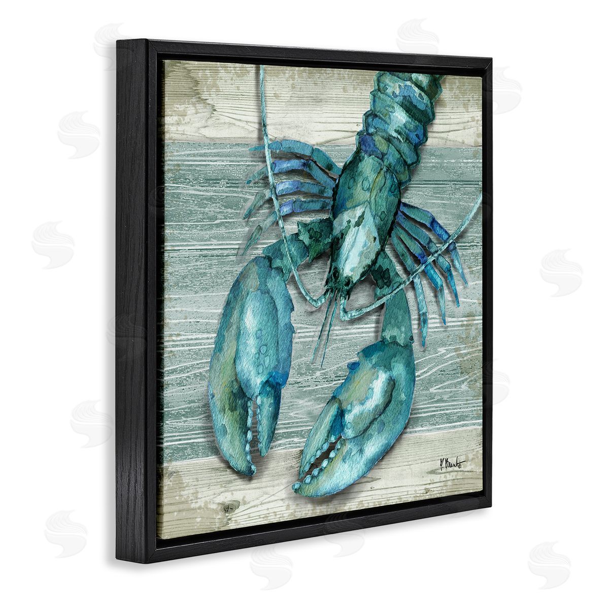 Northpoint Lobster Rustic Sealife Black Floating Frame Canvas Wall Art, Home Decor by Paul Brent