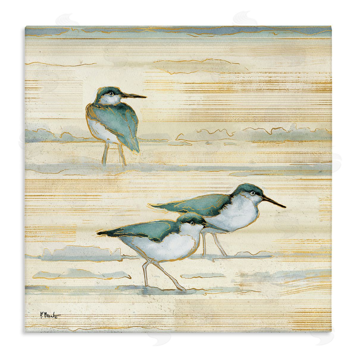 Paul Brent Oceanside Sandpipers Beach Birds Stretched Canvas Wall Art Print