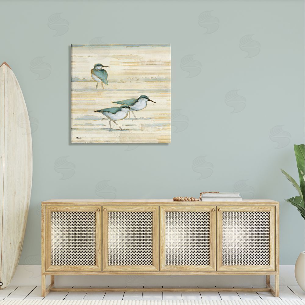 Paul Brent Oceanside Sandpipers Beach Birds Canvas Wall Art in Room