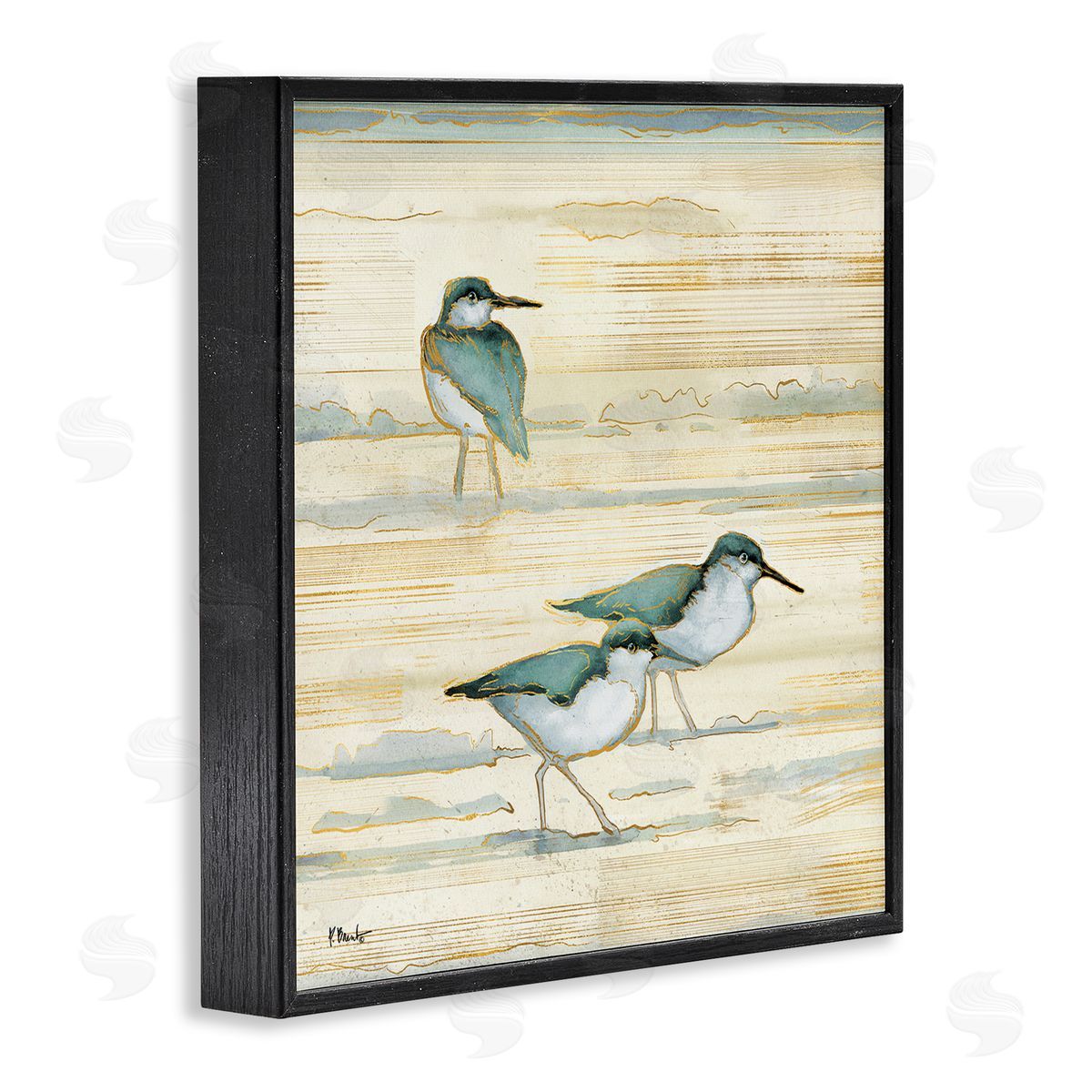 Paul Brent Oceanside Sandpipers Beach Birds Black Framed Glicee Wall Art Print