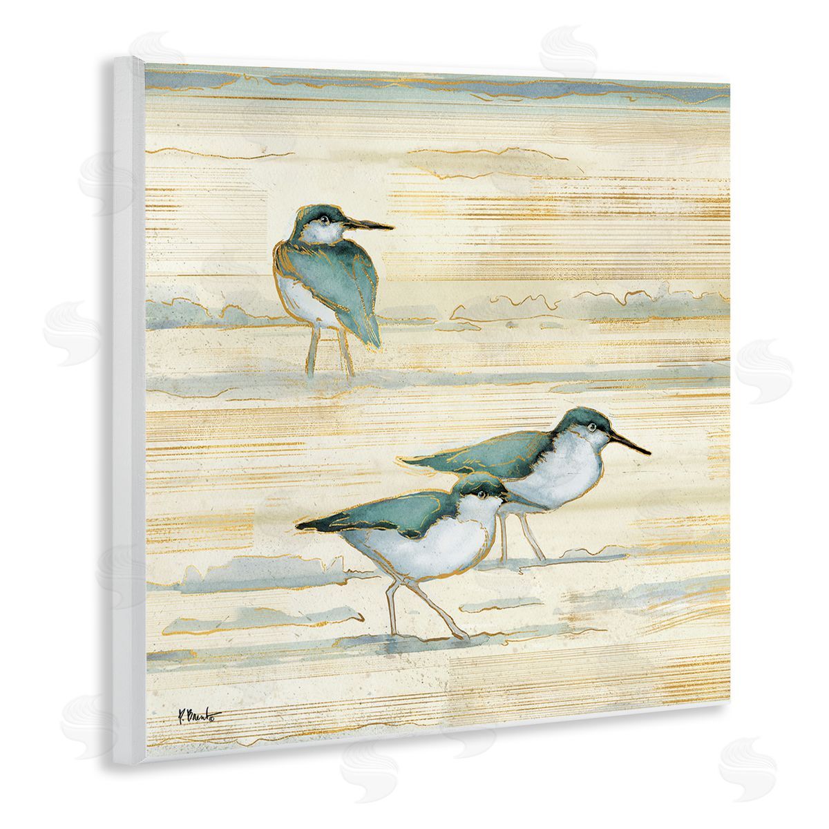 Paul Brent Oceanside Sandpipers Beach Birds Wooden Wall Plaque Art Print