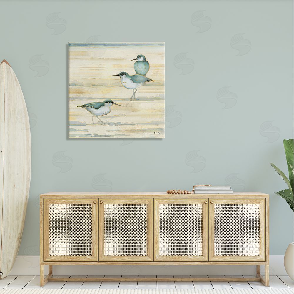 Paul Brent Oceanside Sandpipers Summer Coast Canvas Wall Art in Room