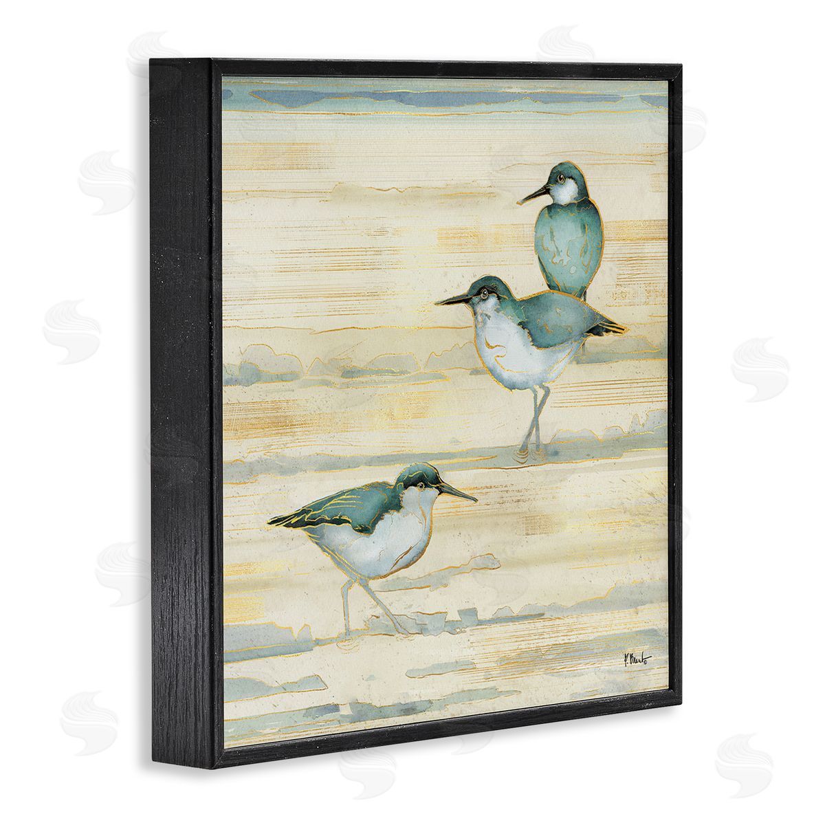 Paul Brent Oceanside Sandpipers Summer Coast Black Framed Glicee Wall Art Print