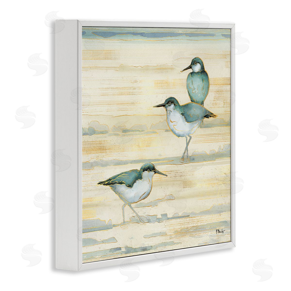 Paul Brent Oceanside Sandpipers Summer Coast White Framed Glicee Wall Art Print