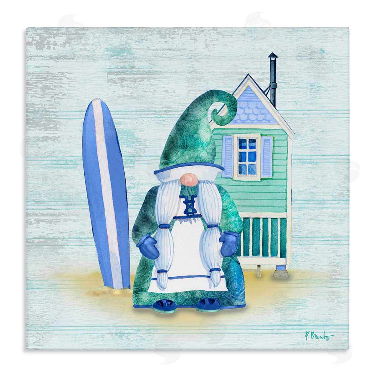Paul Brent Coastal Gnome Beach Shack Home Stretched Canvas Wall Art Print