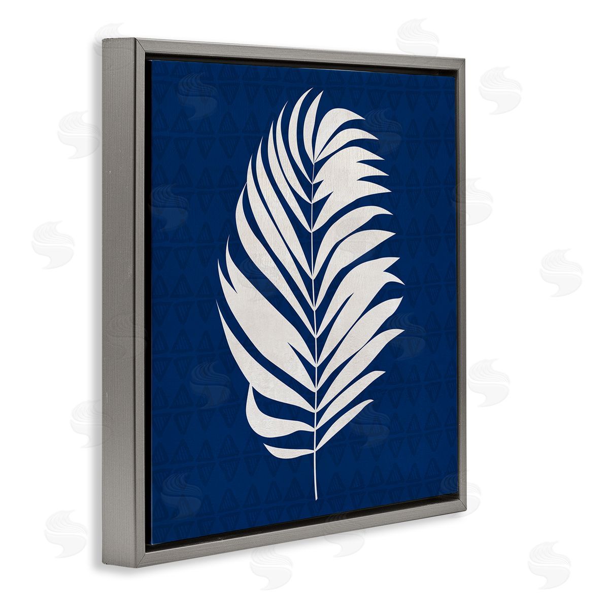 Susan Jill Abstract Plant Leaf Bold Palm Gray Floating Frame Canvas Wall Art Print