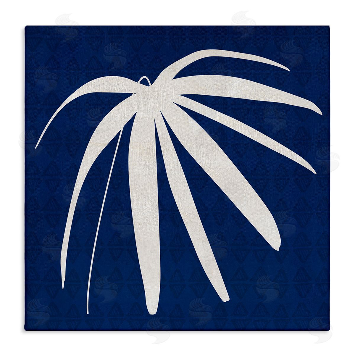 Susan Jill Modern Plant Leaf Blue Palm Stretched Canvas Wall Art Print