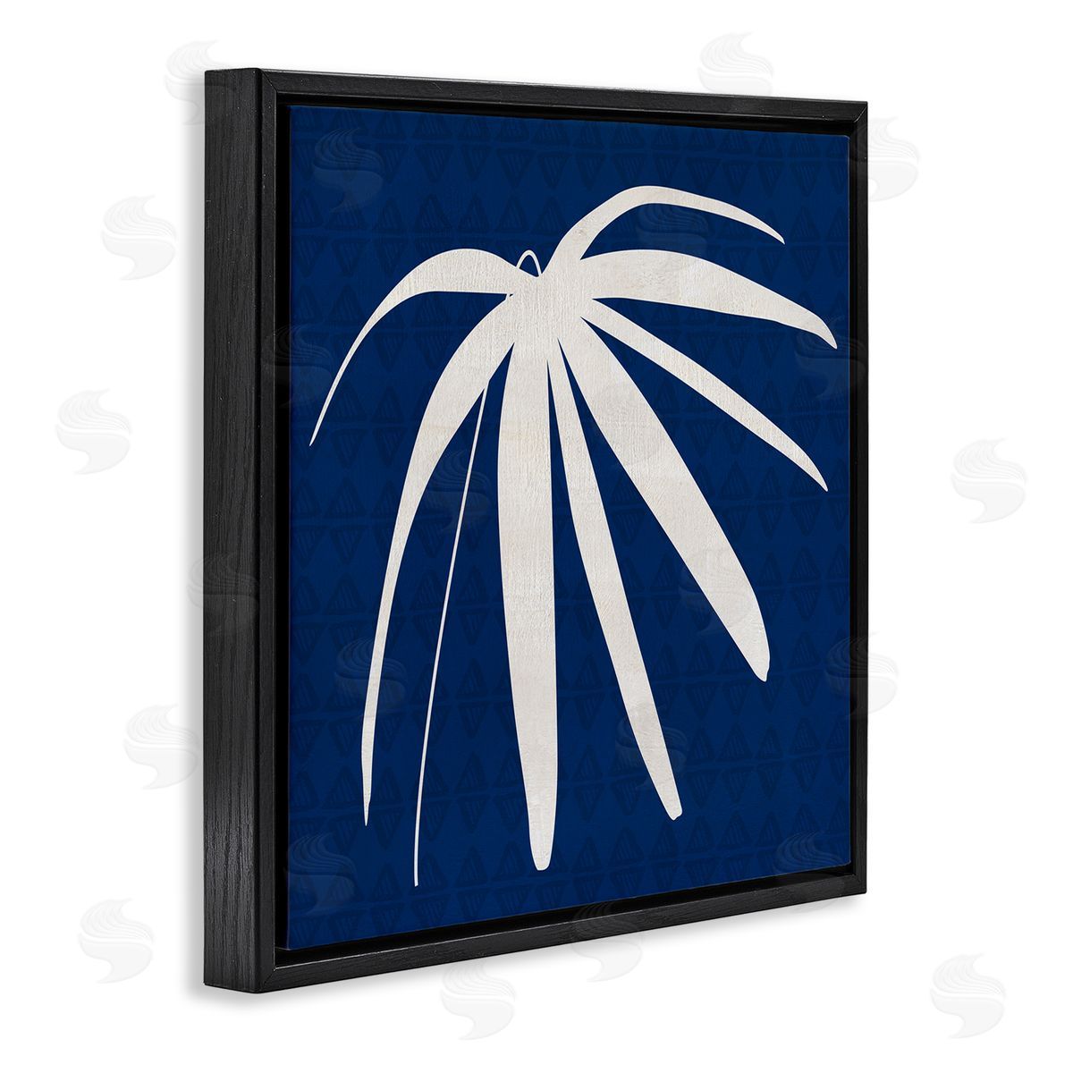 Susan Jill Modern Plant Leaf Blue Palm Black Floating Frame Canvas Wall Art Print