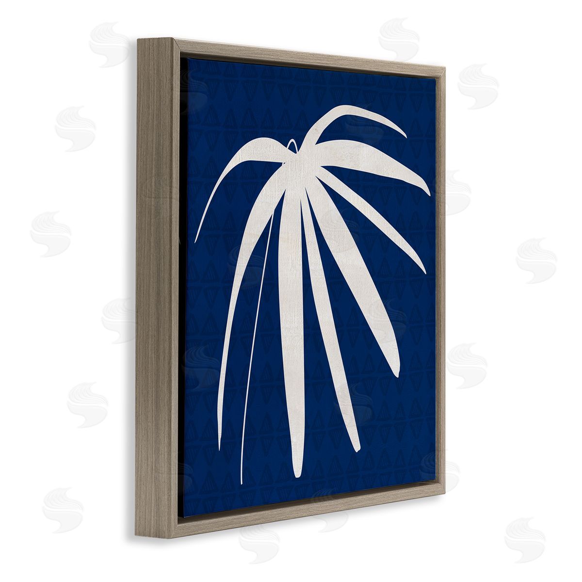 Susan Jill Modern Plant Leaf Blue Palm Brown Floating Frame Canvas Wall Art Print