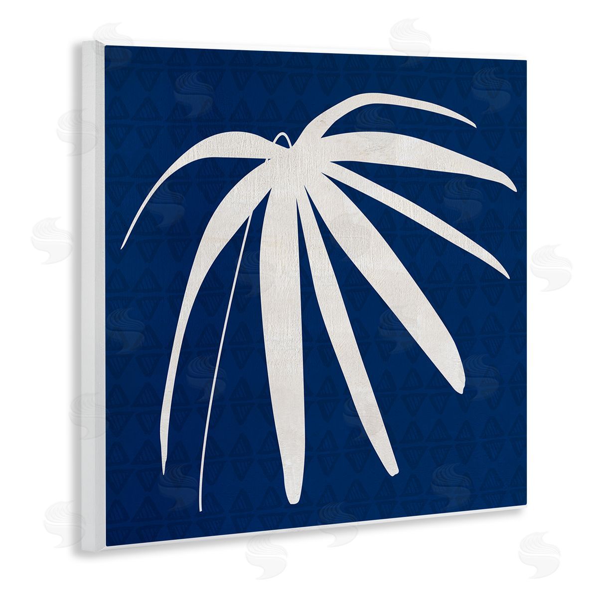 Susan Jill Modern Plant Leaf Blue Palm Wooden Wall Plaque Art Print