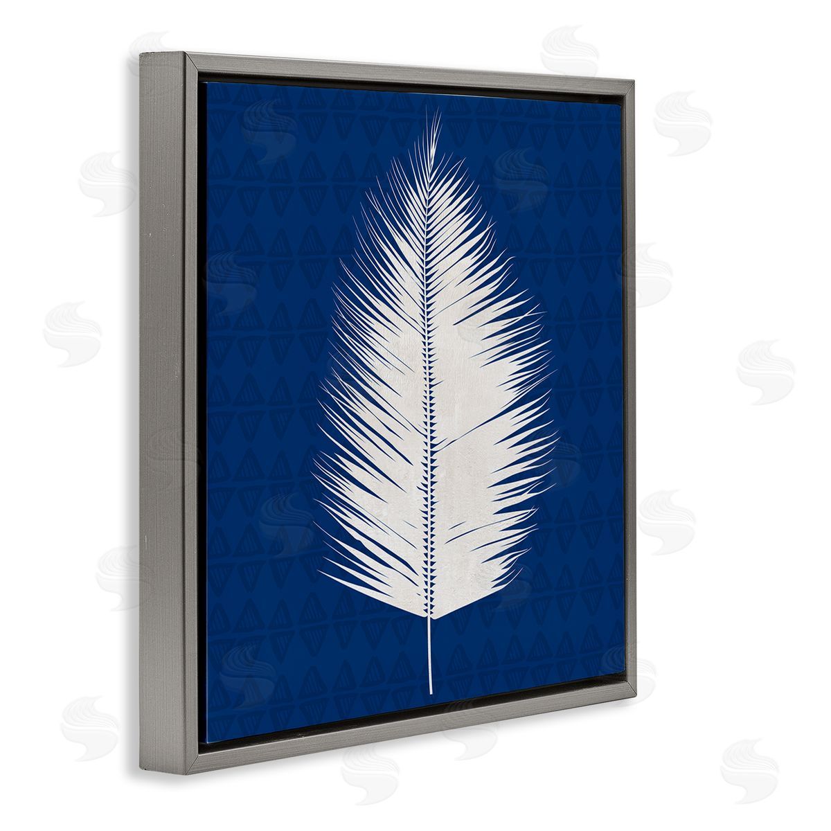 Susan Jill Tropical Palm Leaf Silhouette Gray Floating Frame Canvas Wall Art Print