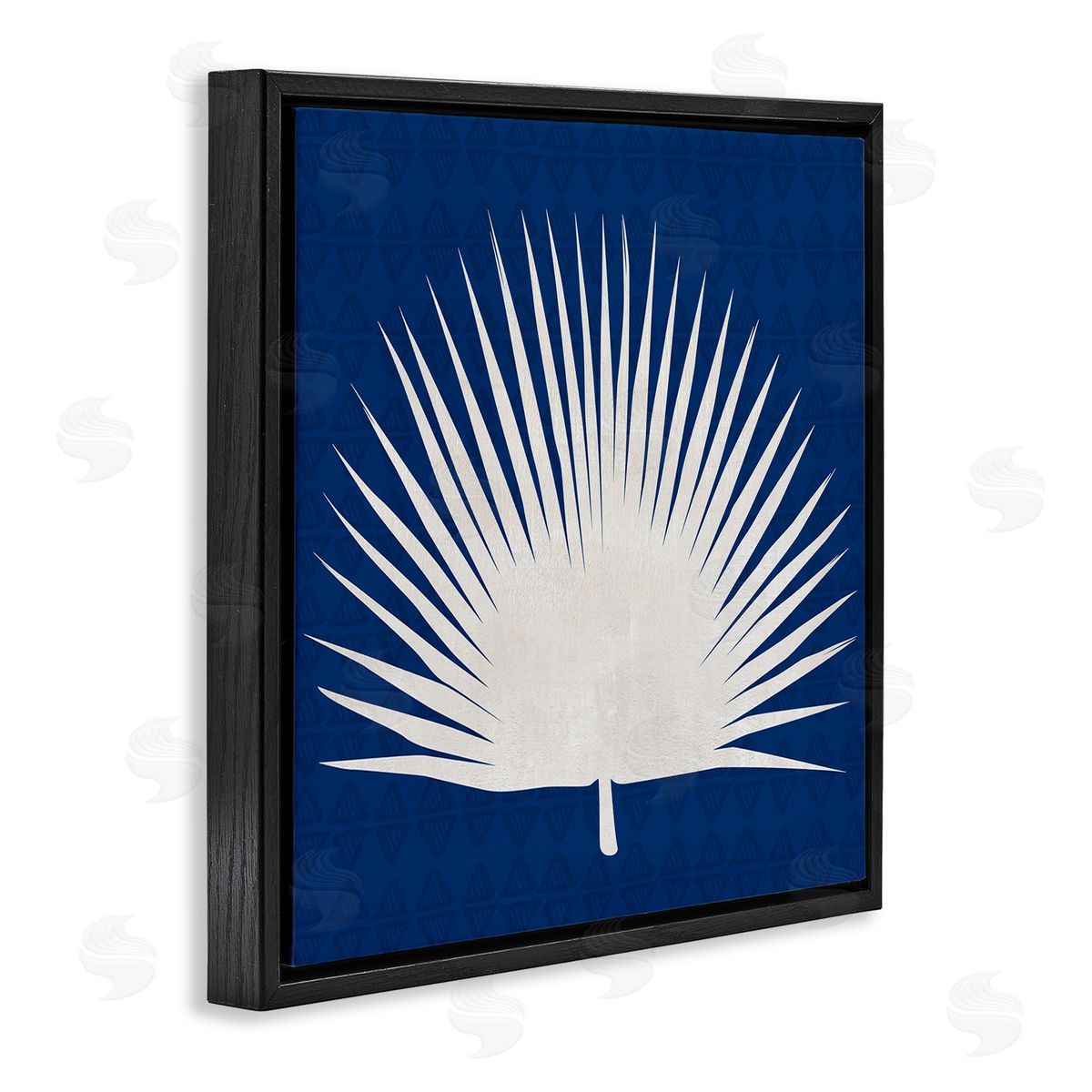 Susan Jill Fan Palm Leaf Silhouette Black Floating Frame Canvas Wall Art Print