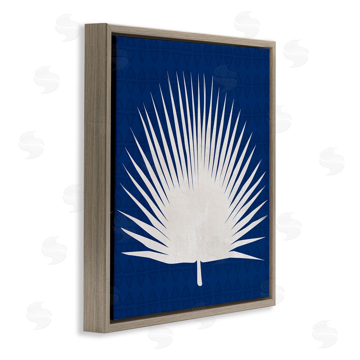 Susan Jill Fan Palm Leaf Silhouette Brown Floating Frame Canvas Wall Art Print