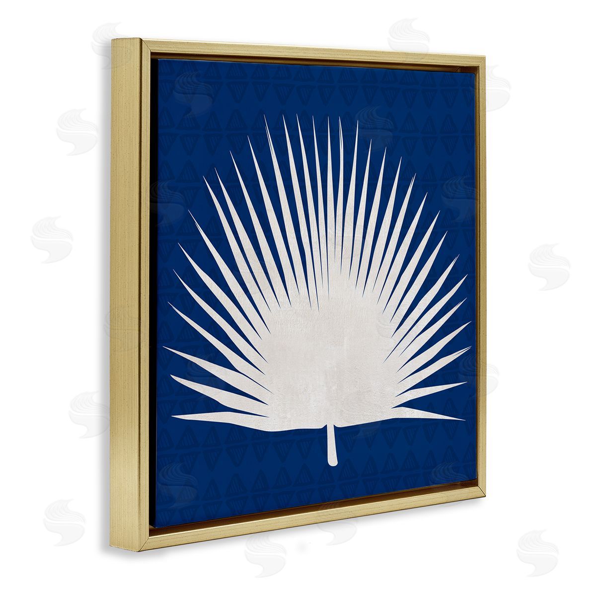 Susan Jill Fan Palm Leaf Silhouette Gold Floating Frame Canvas Wall Art Print