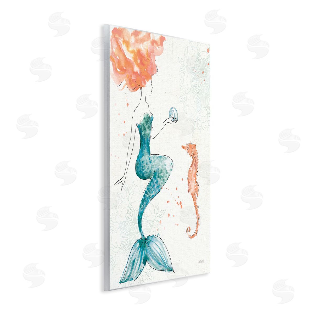 Mermaid and Ocean Seahorse Wood Plaque Wall Art, Home Decor by Anne Tavoletti