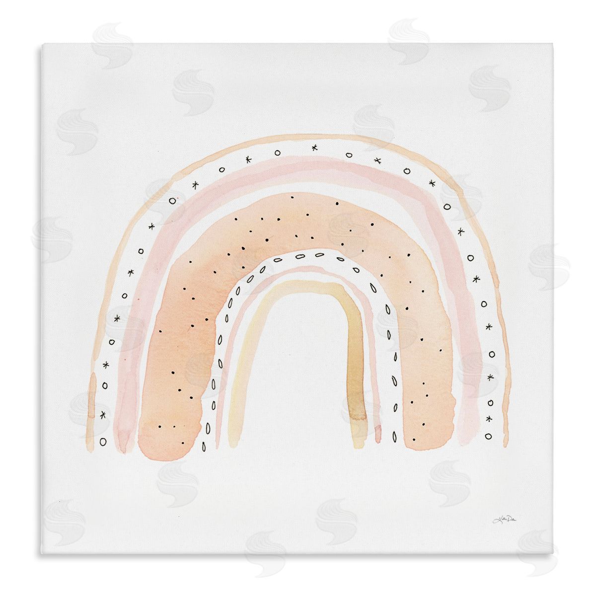 Katrina Pete Pastel Rainbow Patterned Doodle Stripes Stretched Canvas Wall Art Print