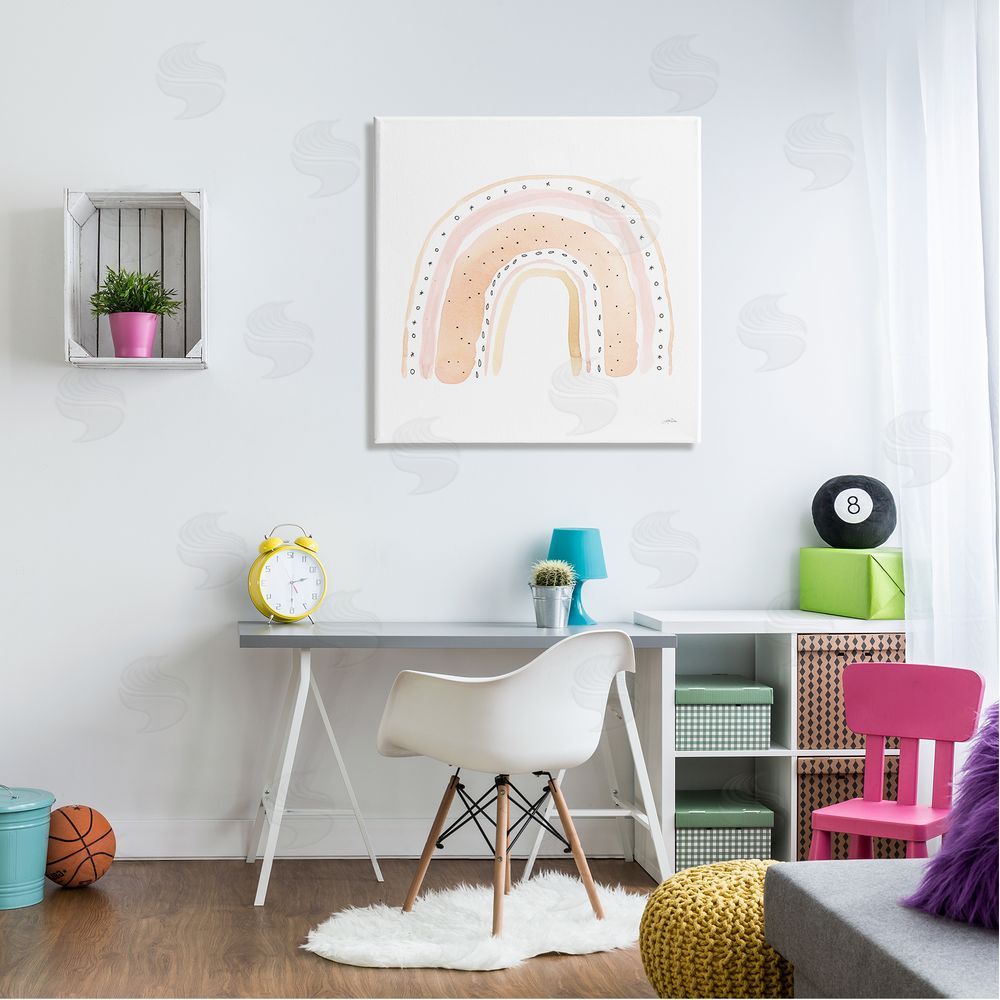 Katrina Pete Pastel Rainbow Patterned Doodle Stripes Canvas Wall Art in Room