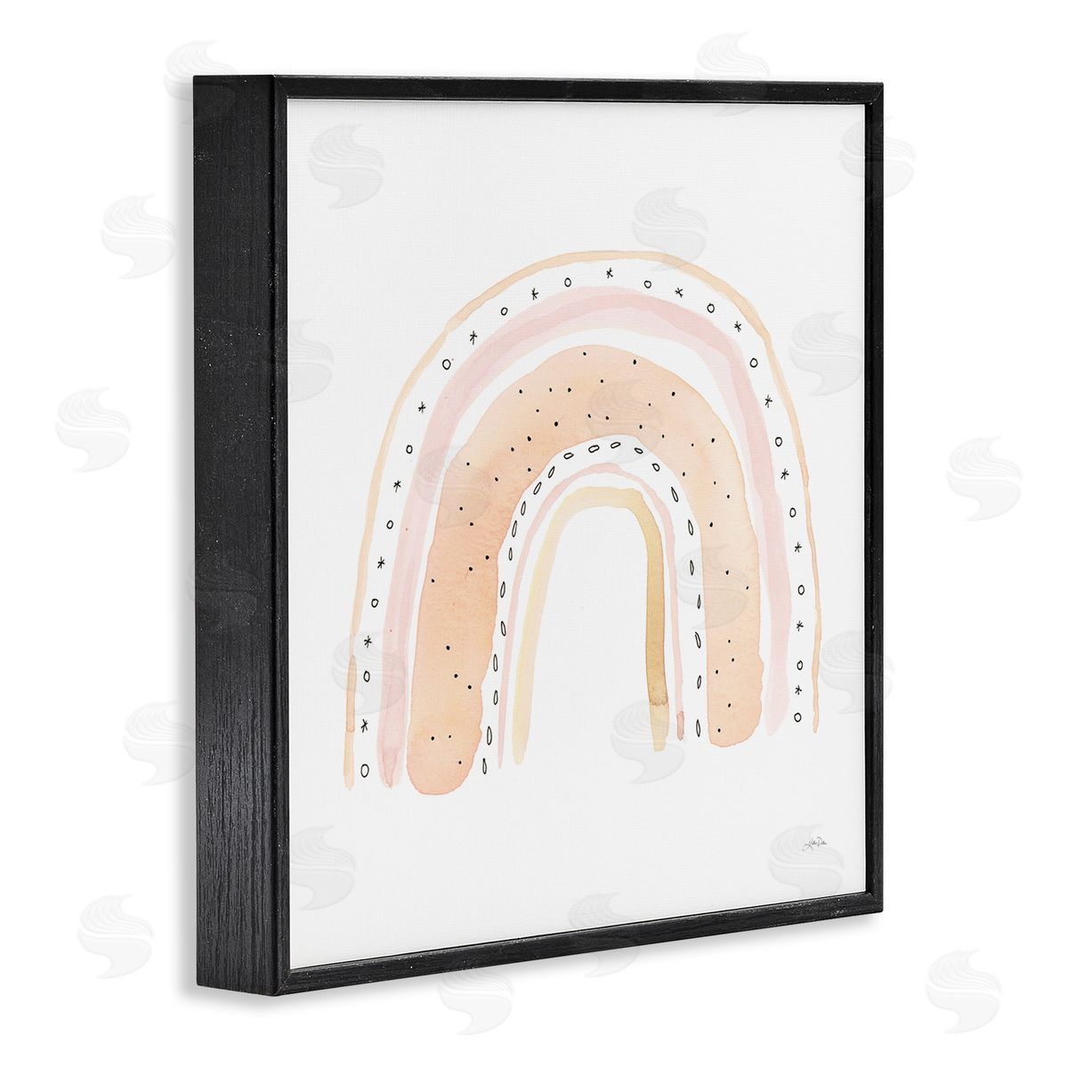 Katrina Pete Pastel Rainbow Patterned Doodle Stripes Black Framed Glicee Wall Art Print