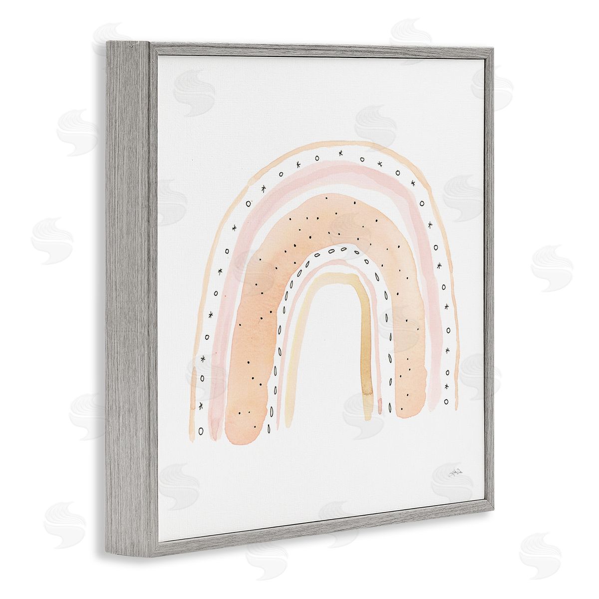 Katrina Pete Pastel Rainbow Patterned Doodle Stripes Gray Framed Glicee Wall Art Print