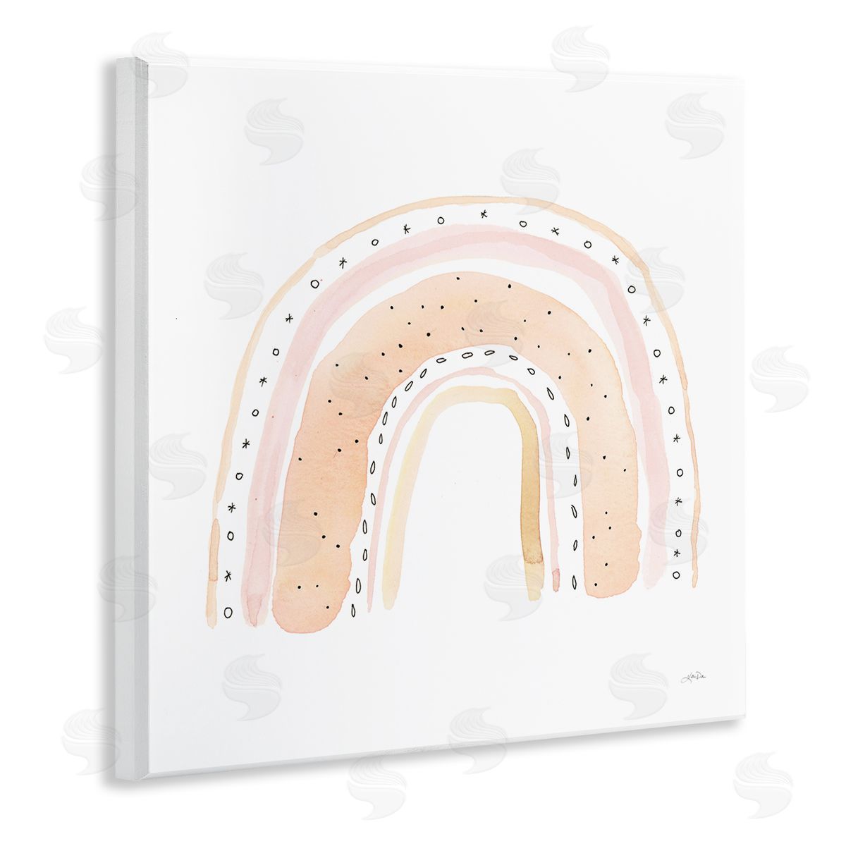 Katrina Pete Pastel Rainbow Patterned Doodle Stripes Wooden Wall Plaque Art Print