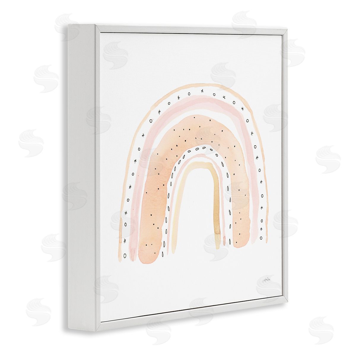 Katrina Pete Pastel Rainbow Patterned Doodle Stripes White Framed Glicee Wall Art Print