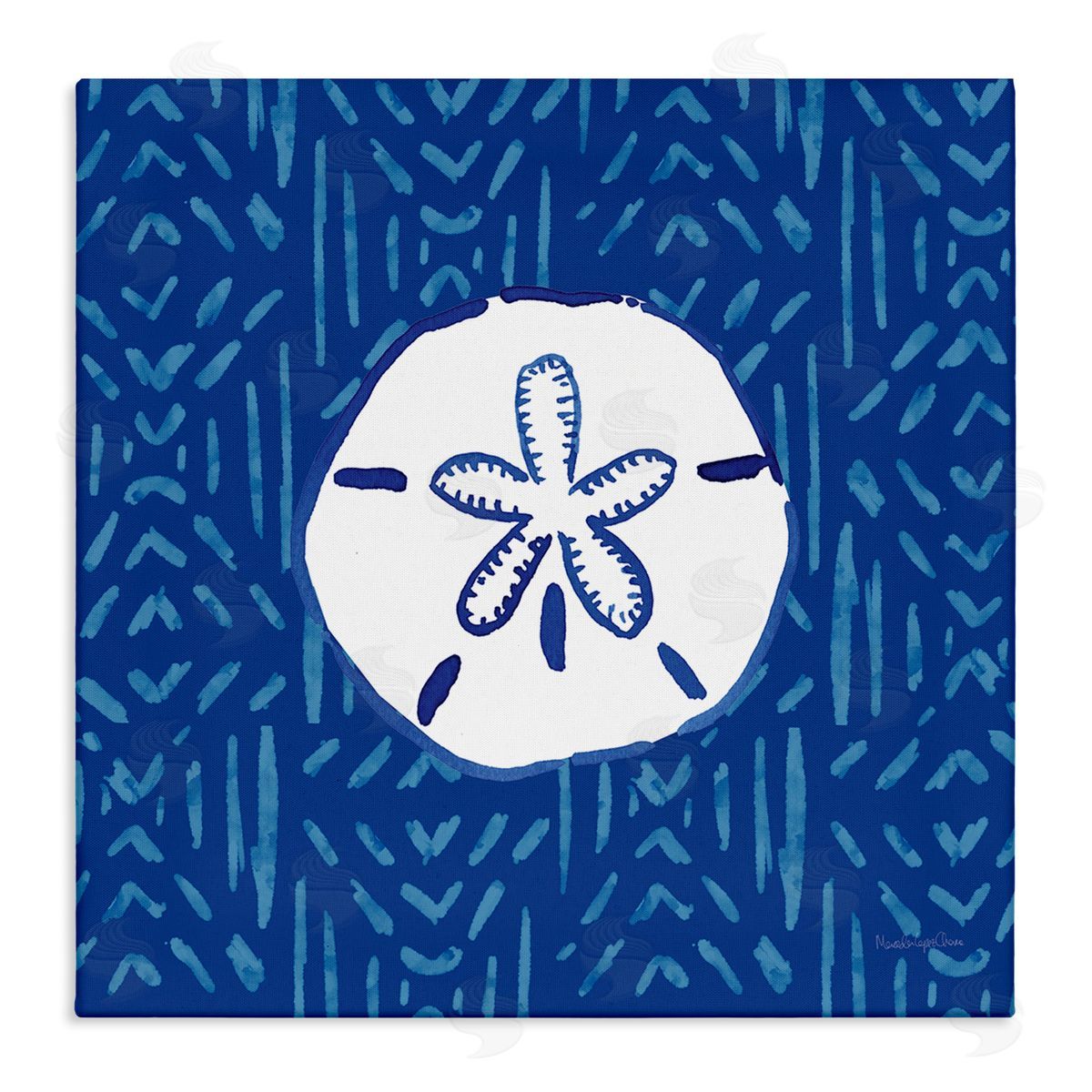 Mercedes Lopez Charro Sand Dollar Seashell Stripe Pattern Stretched Canvas Wall Art Print