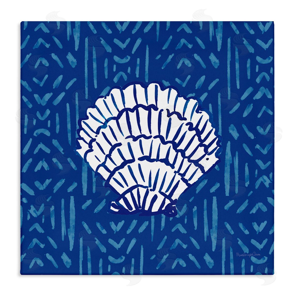 Mercedes Lopez Charro White Clam Shell Patterned Sea Life Stretched Canvas Wall Art Print
