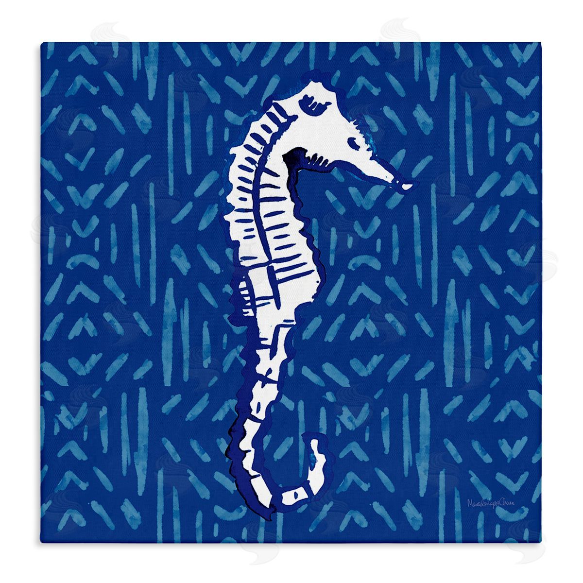 Mercedes Lopez Charro Aquatic Seahorse Marine Life Pattern Stretched Canvas Wall Art Print