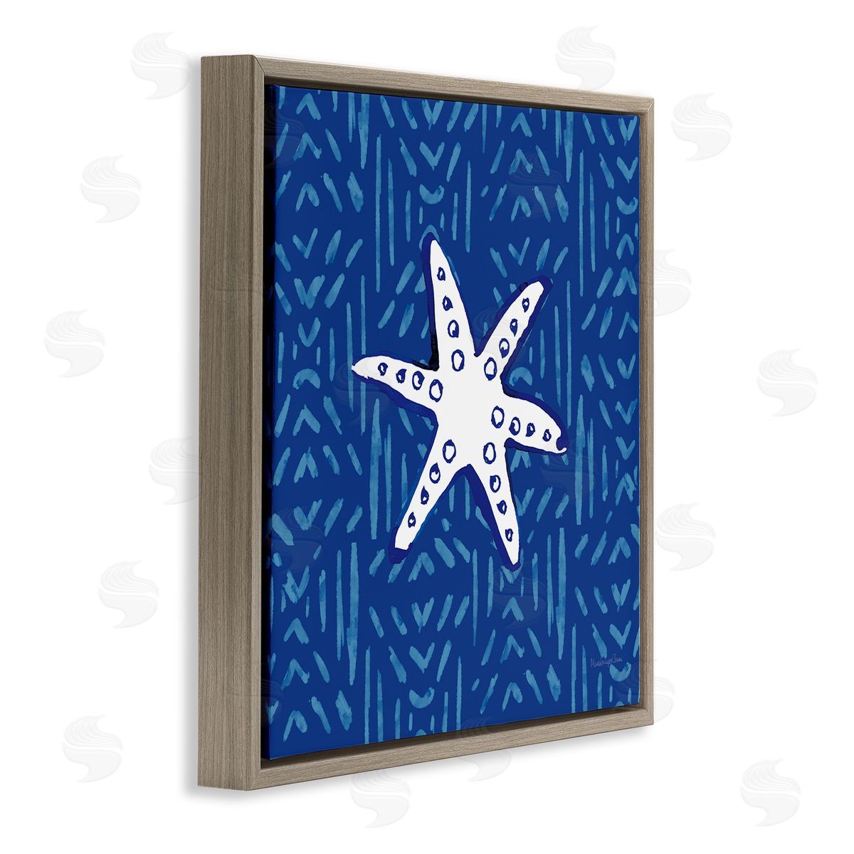 Mercedes Lopez Charro Bold Starfish Coastal Beach Life Brown Floating Frame Canvas Wall Art Print