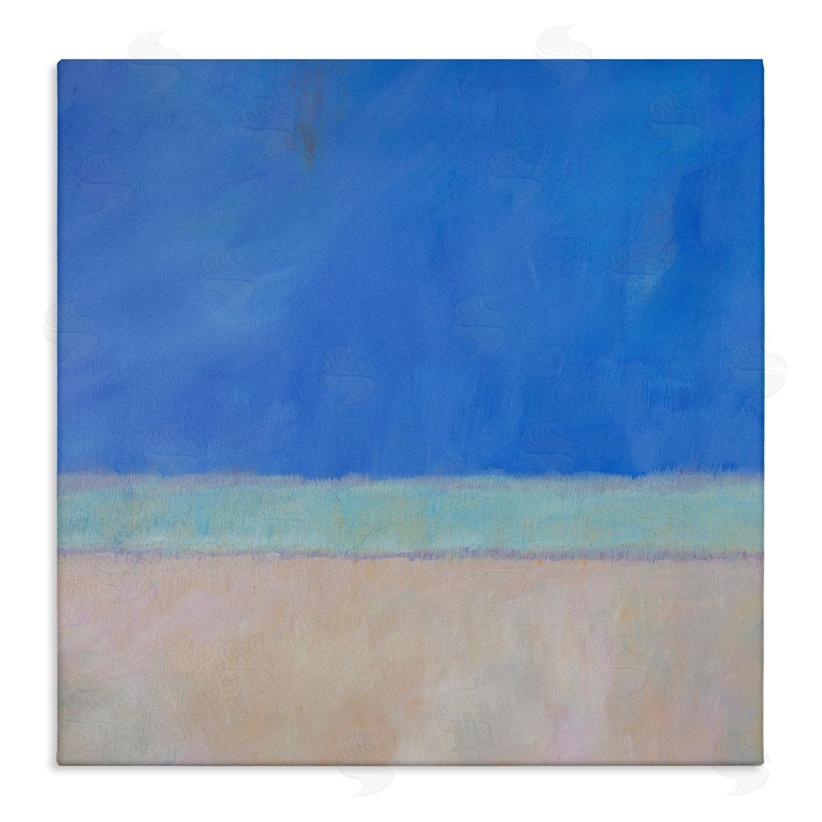 Carol Young Abstract Blocked Landscape Blue Stripe Stretched Canvas Wall Art Print
