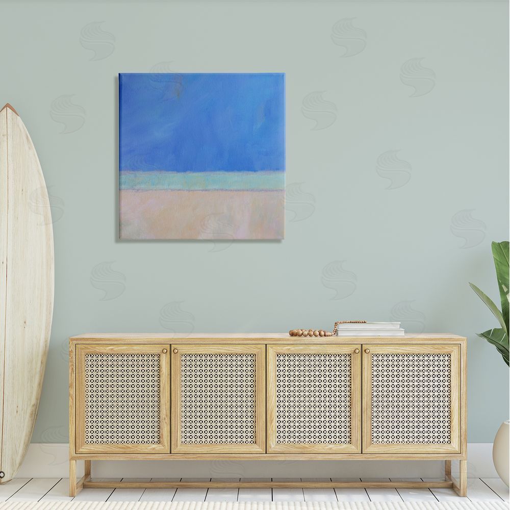 Carol Young Abstract Blocked Landscape Blue Stripe Canvas Wall Art in Room