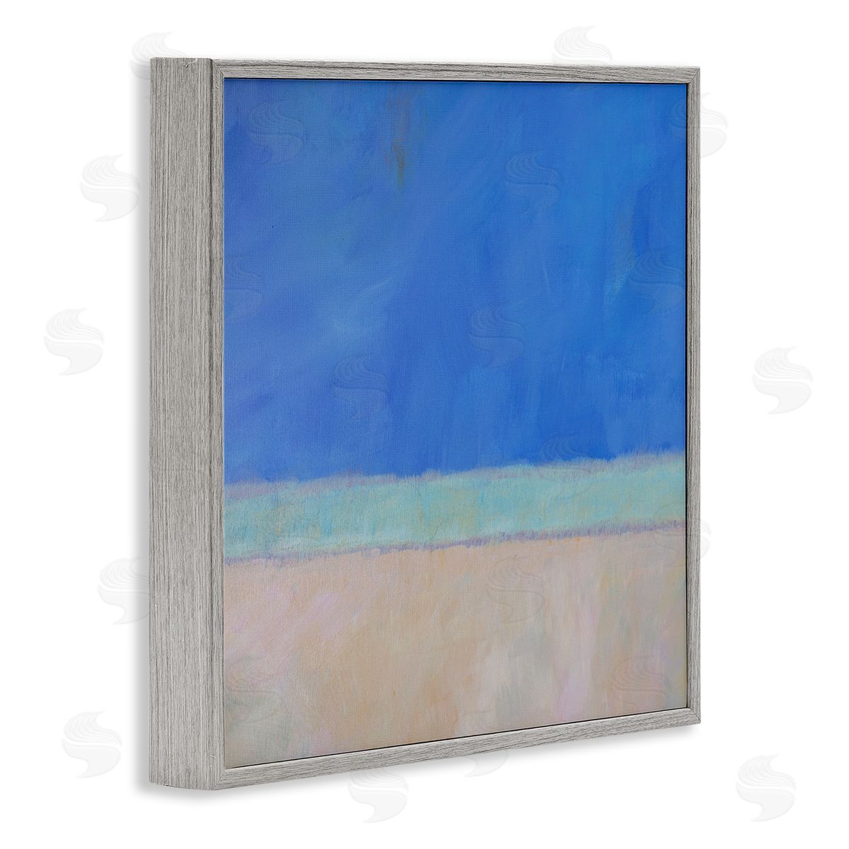 Carol Young Abstract Blocked Landscape Blue Stripe Gray Framed Glicee Wall Art Print