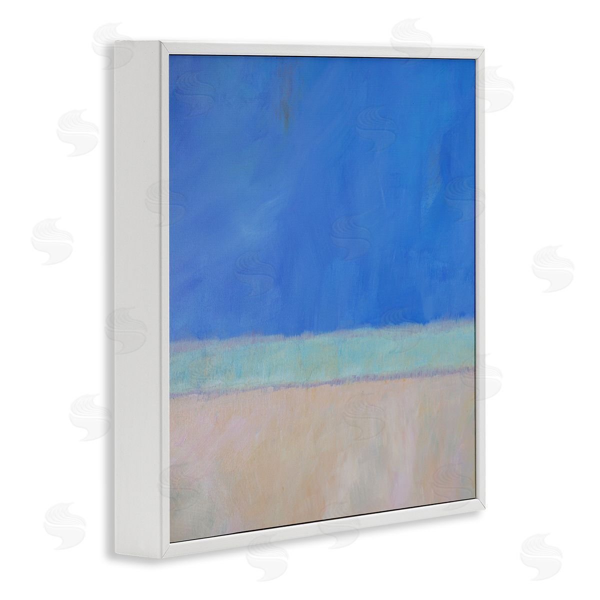 Carol Young Abstract Blocked Landscape Blue Stripe White Framed Glicee Wall Art Print