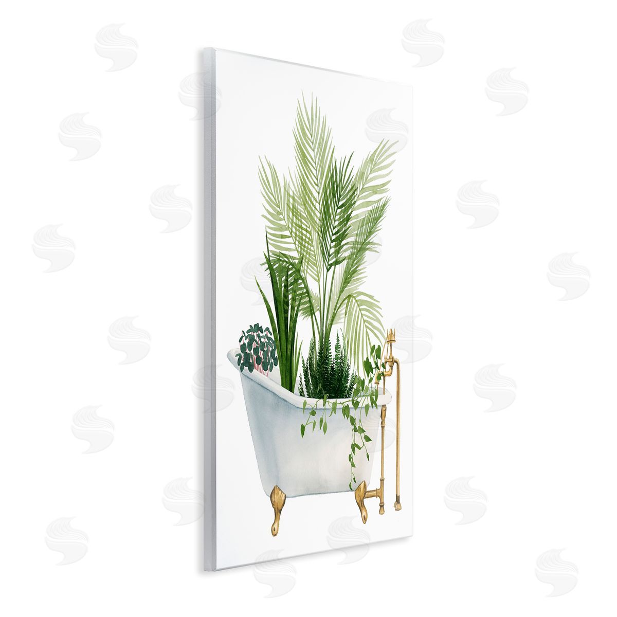 Various Plants Greenery Vintage Tub Wood Plaque Wall Art, Home Decor by Grace Popp