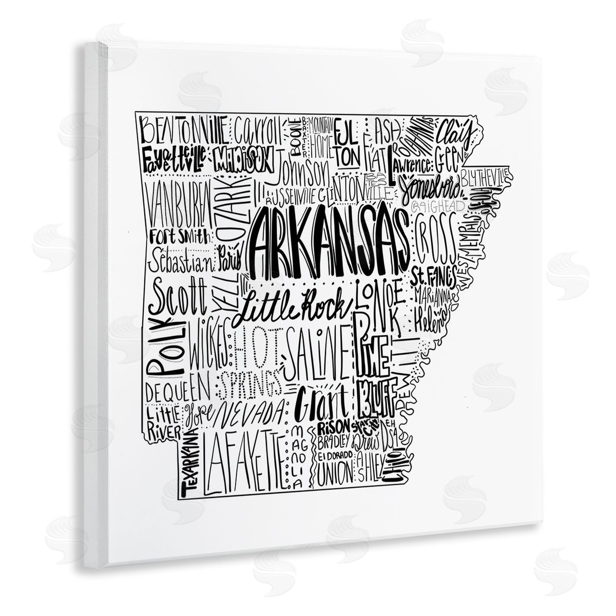 The Saturday Evening Post Arkansas State Typography Cities Map Wooden Wall Plaque Art Print
