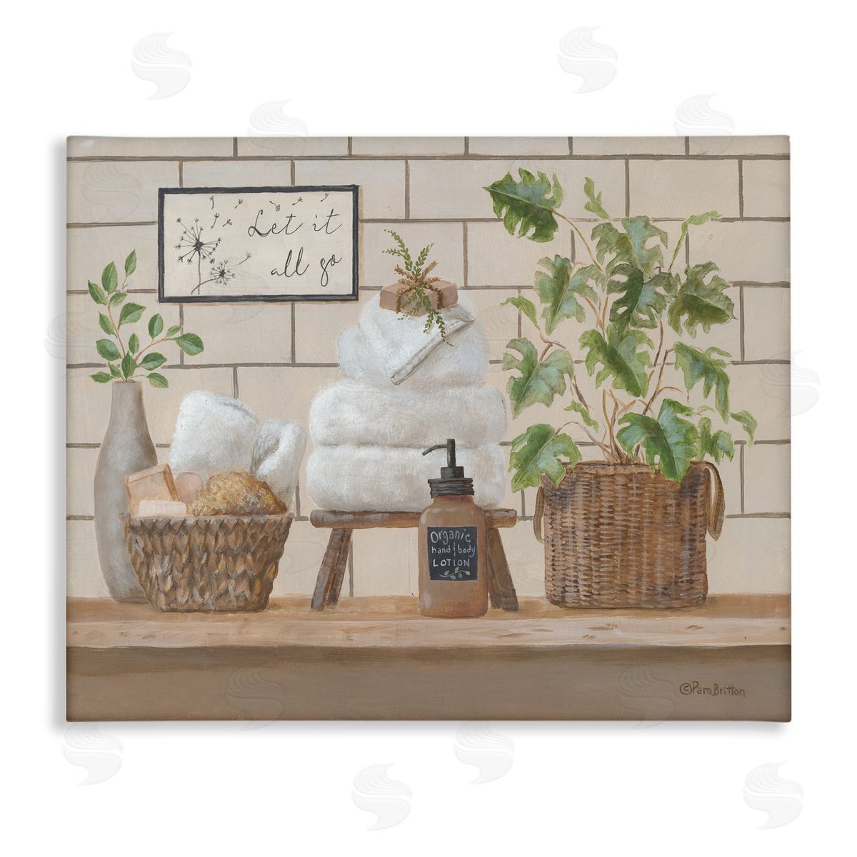 Comforting Bathroom Spa Still Life Canvas Wall Art, Home Decor by Pam Britton