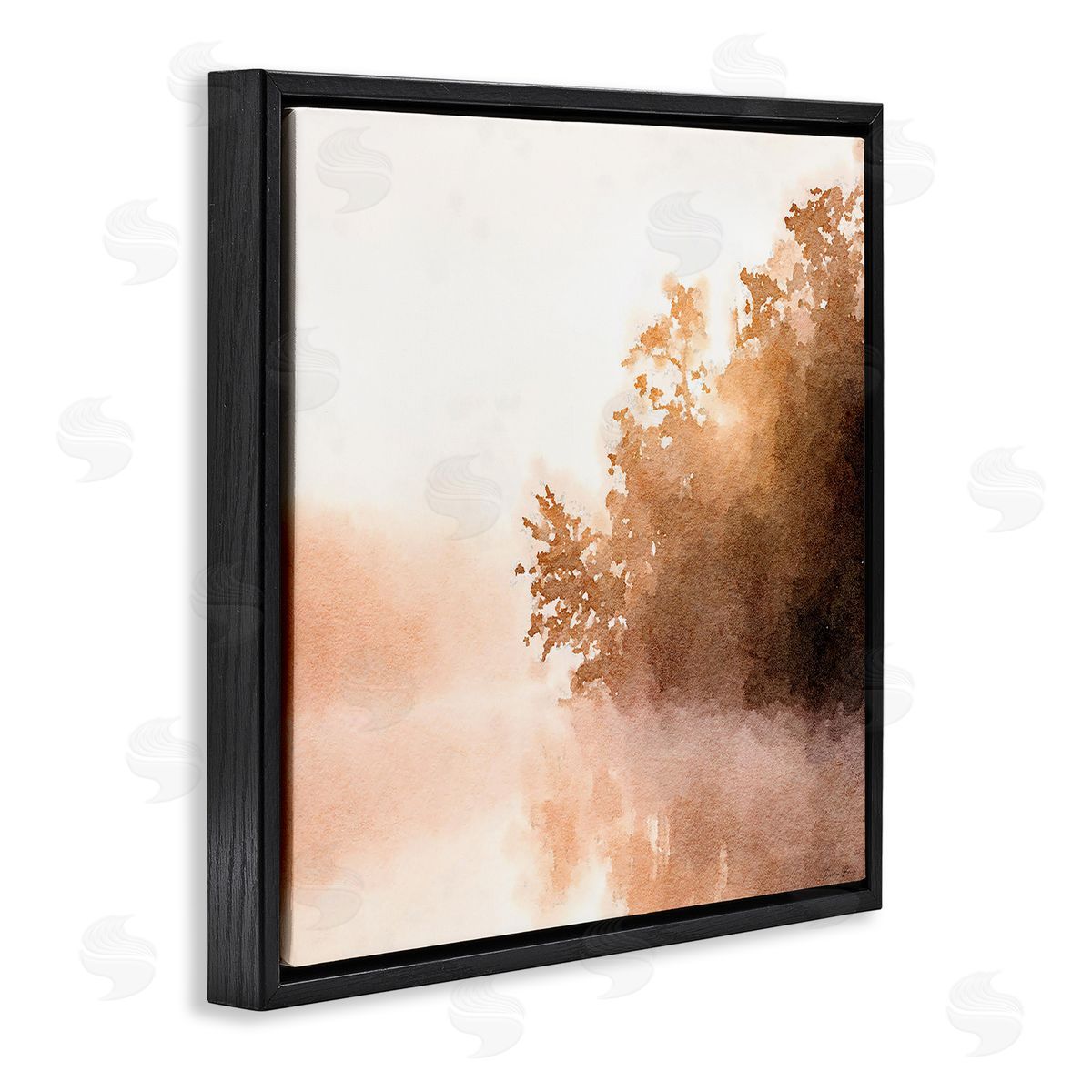 Denise Brown Overhanging Trees Sunlit Lake View  Black Floating Frame Canvas Wall Art Print