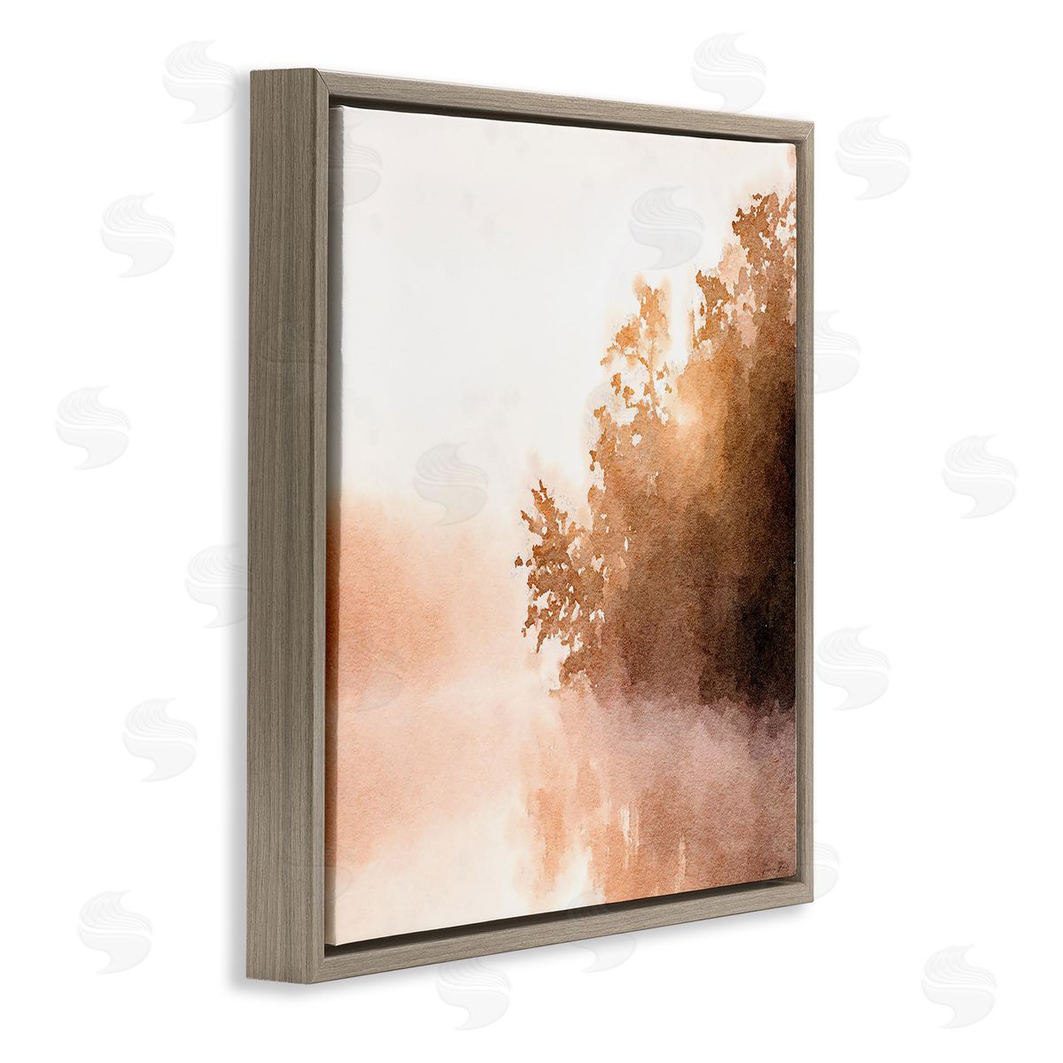 Denise Brown Overhanging Trees Sunlit Lake View  Brown Floating Frame Canvas Wall Art Print