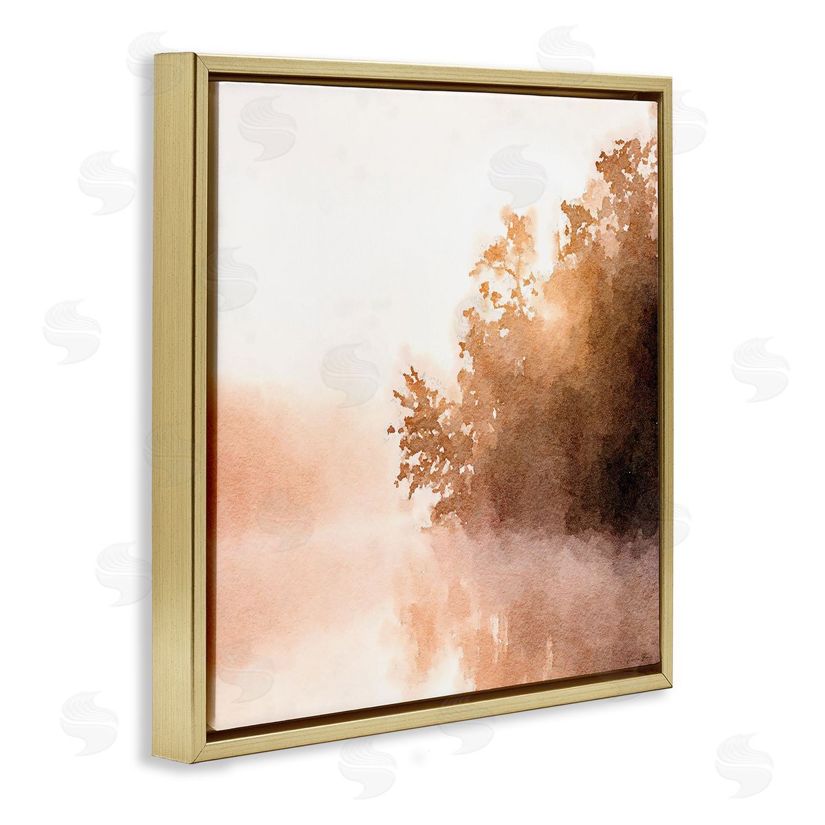 Denise Brown Overhanging Trees Sunlit Lake View  Gold Floating Frame Canvas Wall Art Print
