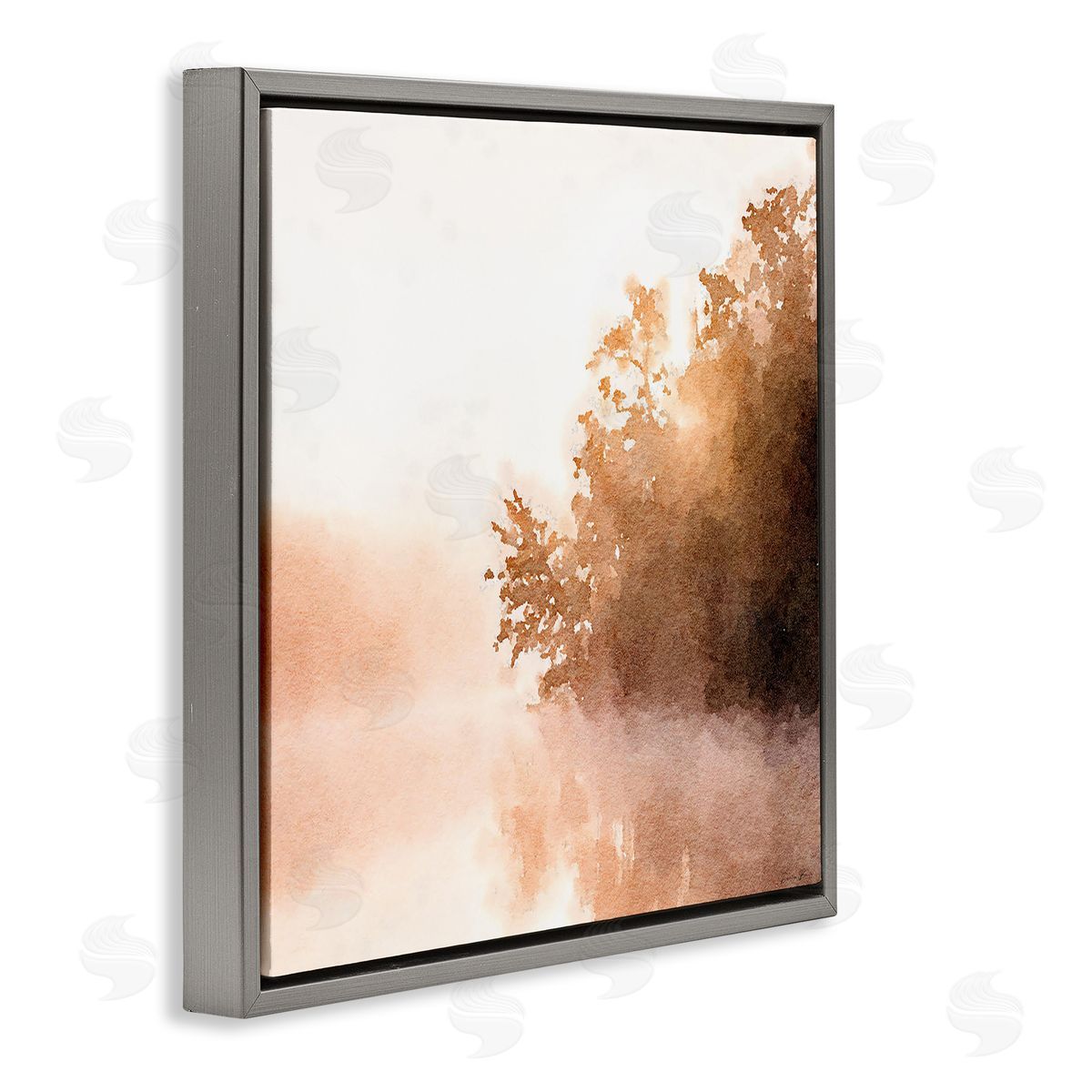 Denise Brown Overhanging Trees Sunlit Lake View  Gray Floating Frame Canvas Wall Art Print