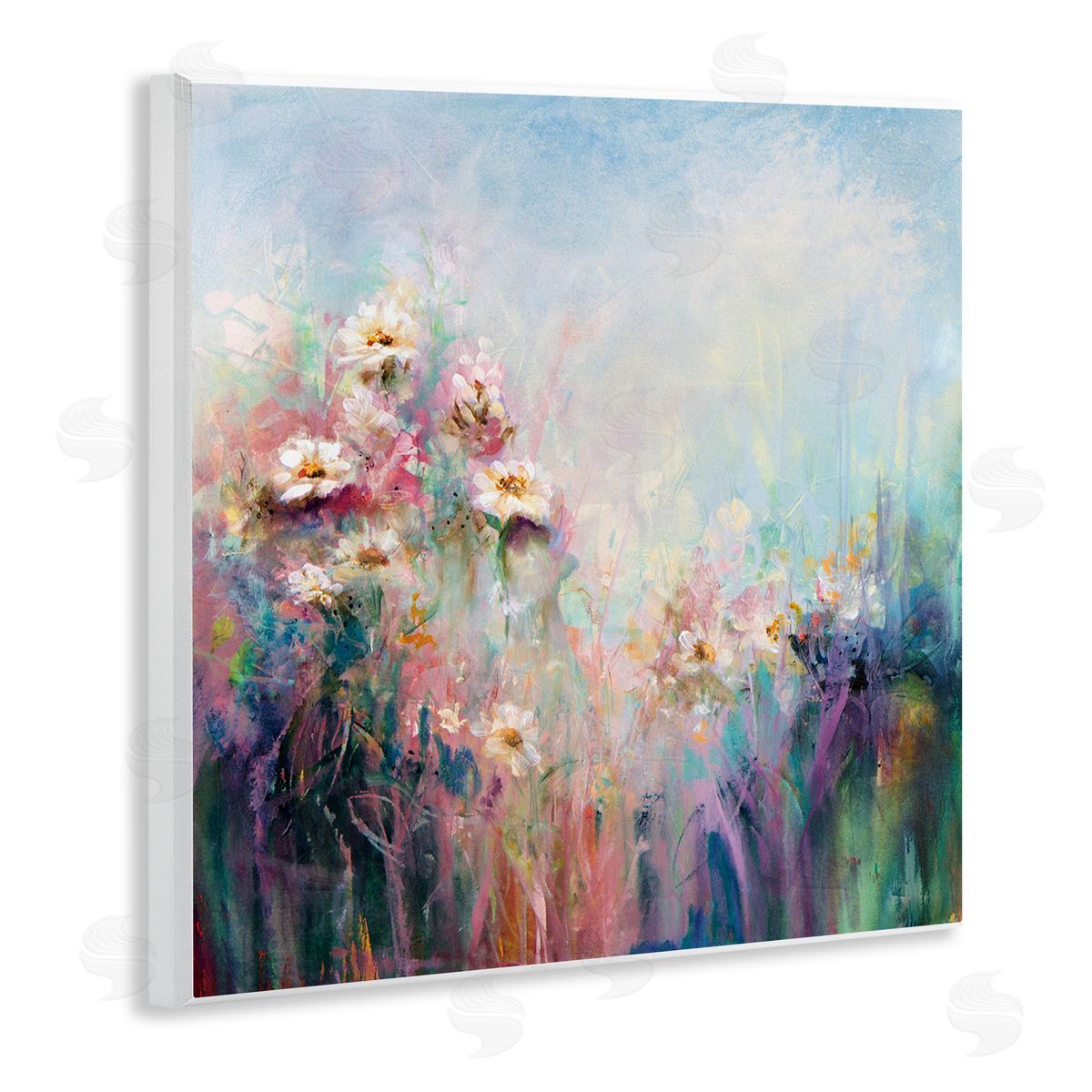 Karen Hale Abstract Flower Garden Blooming Hues Wooden Wall Plaque Art Print